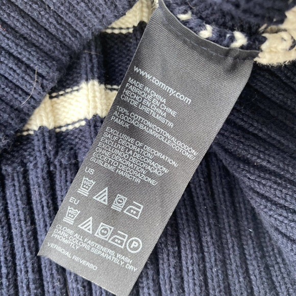 Tommy Hilfiger Sweater Sz S Button Up Thick Knit Cardigan Stripes Yellow Work - Picture 6 of 11